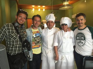 The With a Smile Films Team with La Diosa´s chef Martínez and Mauri Ortega.